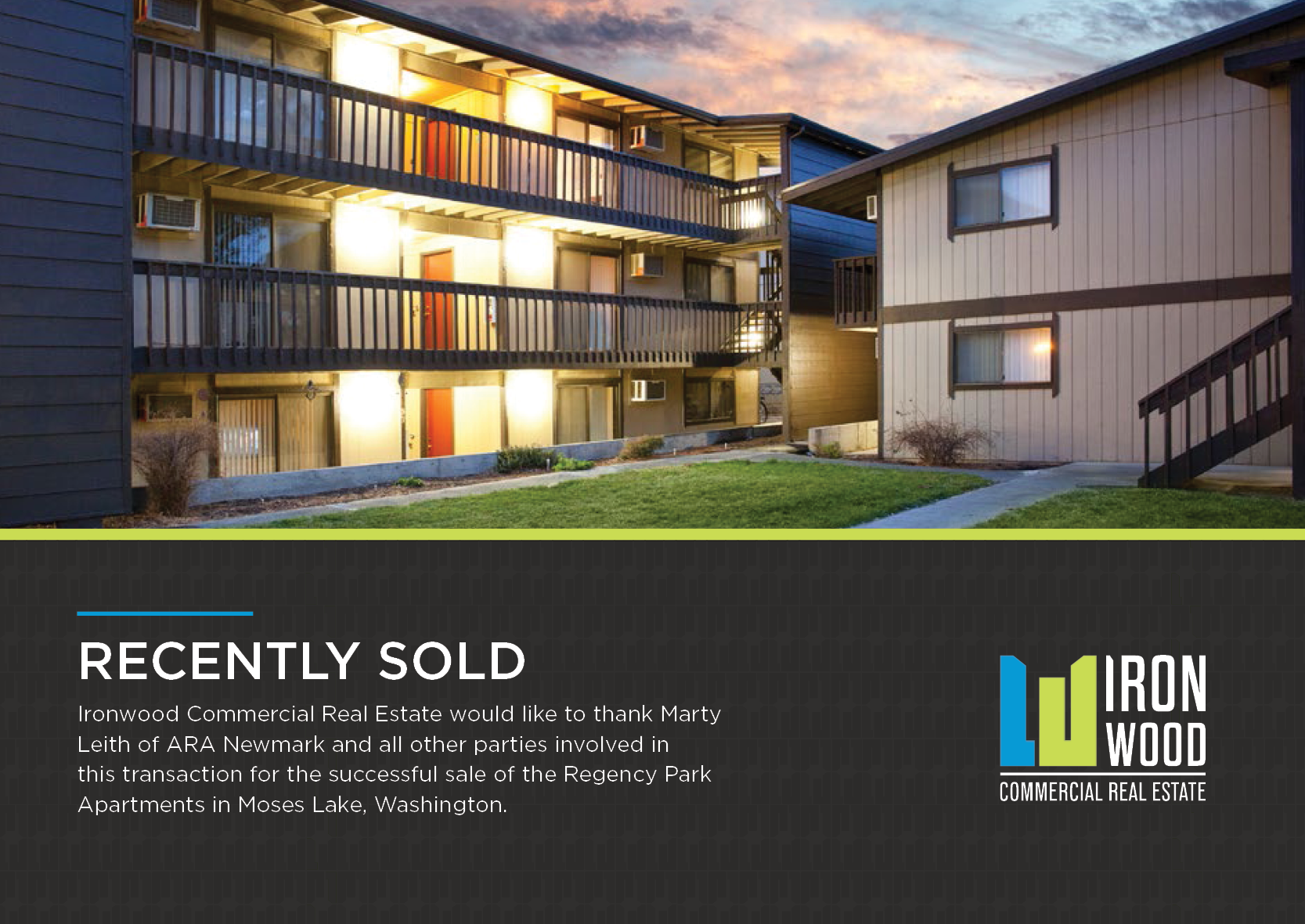Moses Lake apartments sold by Ironwood Commercial Real Estate and ARA Newmark